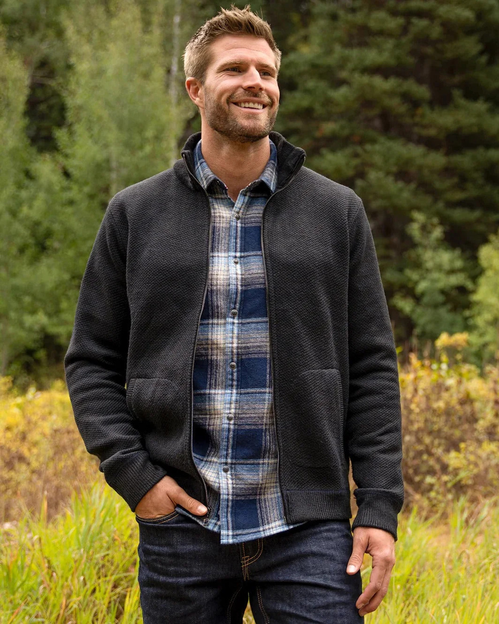 Flag & Anthem Navy/Black Fleece Lined Full-Zip Sweater Cardigan/28656